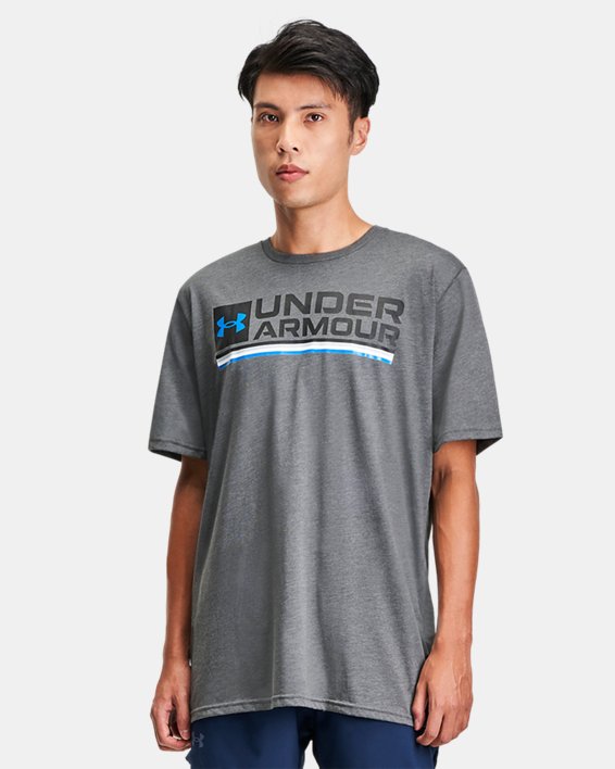 Men's UA Wordmark Stripe T-Shirt in Gray image number 0